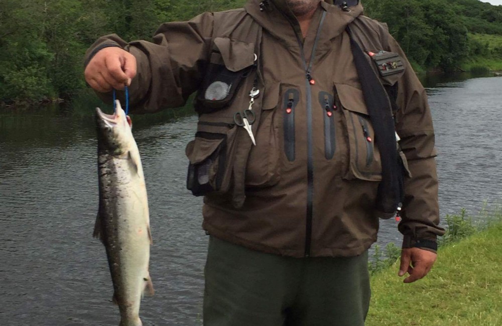 Garry Todd, Northern Ireland, with his first ever salmon caught on East Mayo Ballisodare Fishery