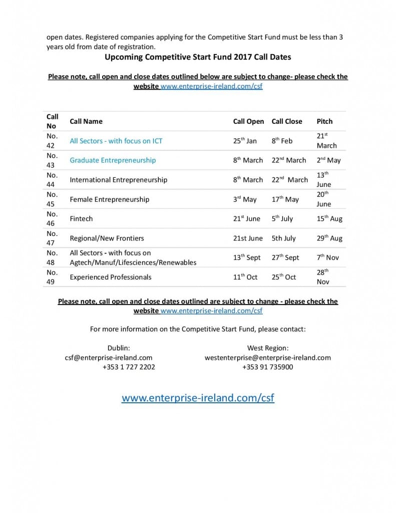 Competitive Start Fund 2017