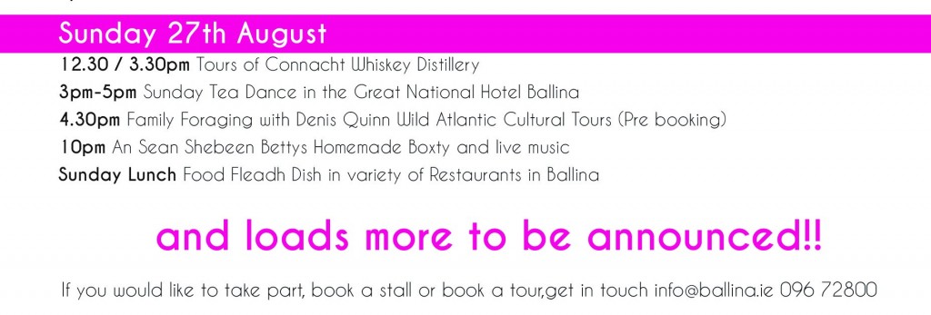 Food Fleadh Ballina Sunday 27th August along the Wild Atlantic Way