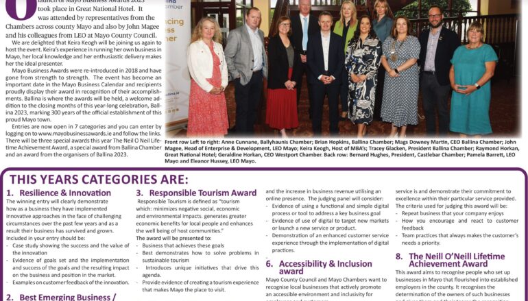 The Mayo Business Awards 2023 is now open for entries.